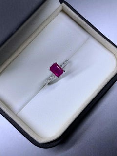 1.60ct Ruby emerald diamond engagement ring in platinum.