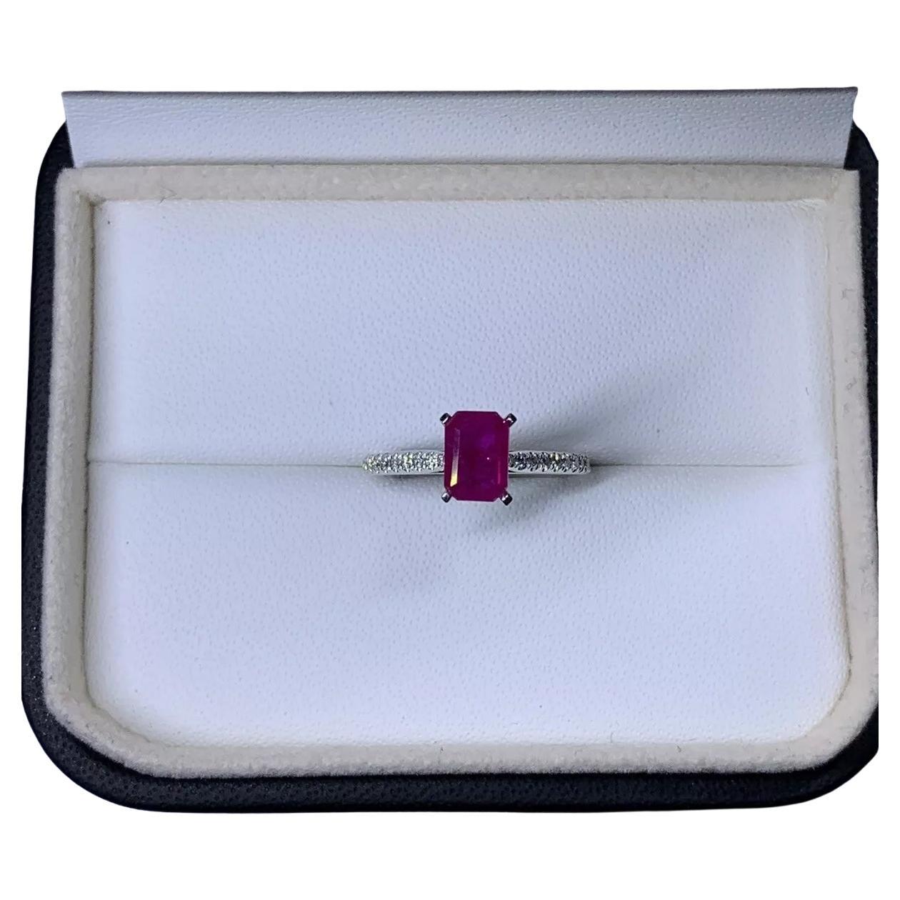 1.60ct Ruby emerald diamond engagement ring in platinum.