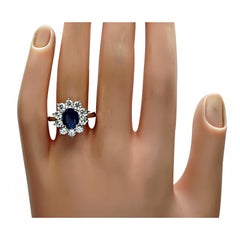 1.60ct Sapphire 1.50ct Diamond Engagement Ring