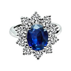 Vintage 1.60ct Sapphire 1.50ct Diamond Engagement Ring