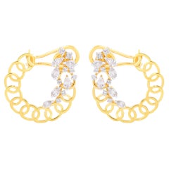 1.60ct SI Clarity HI Color Natural Diamond Open Hoop Earrings 18k Yellow Gold