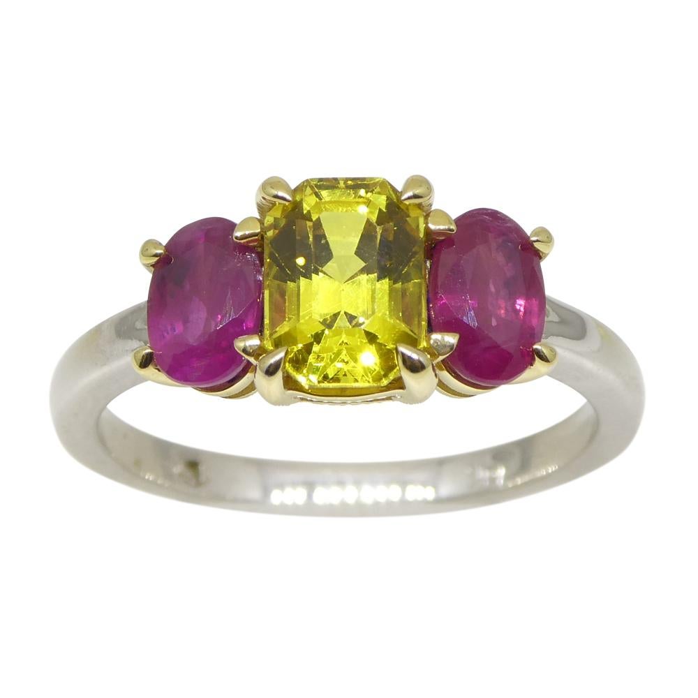 1,60 Karat Gelber Saphir, Rubin Ring in 18k Weiß- und Gelbgold gefasst (Zeitgenössisch)