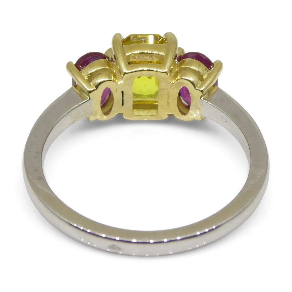 1,60 Karat Gelber Saphir, Rubin Ring in 18k Weiß- und Gelbgold gefasst für Damen oder Herren