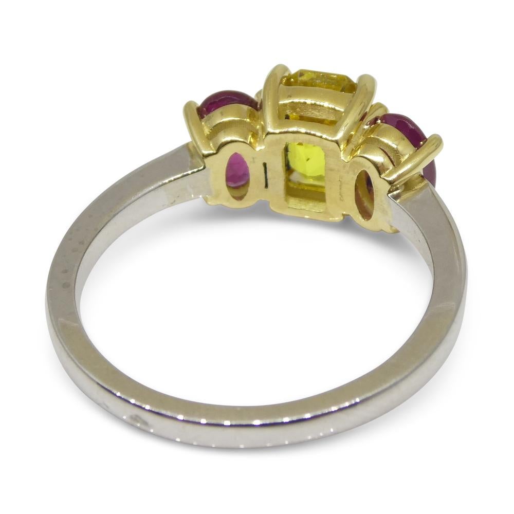 1,60 Karat Gelber Saphir, Rubin Ring in 18k Weiß- und Gelbgold gefasst 2