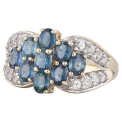 1.60ctw Blue White Sapphire Cluster Ring 14k White Gold Size 7 Cocktail