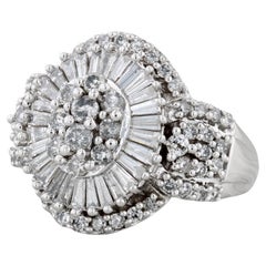 1.60ctw Diamond Cluster Cocktail Ring 10k White Gold Size 7