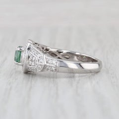 1.60ctw Green Zircon Diamond Halo Ring 14k White Gold Size 8 Engagement