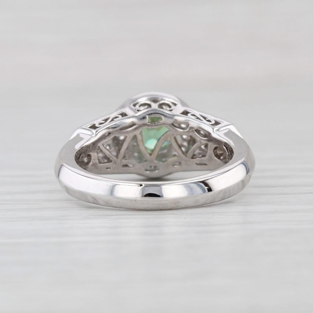 Anillo Halo de Diamantes Circón Verde 1,60 ctw Oro Blanco 14k Tamaño 8 Compromiso Corte redondo en venta
