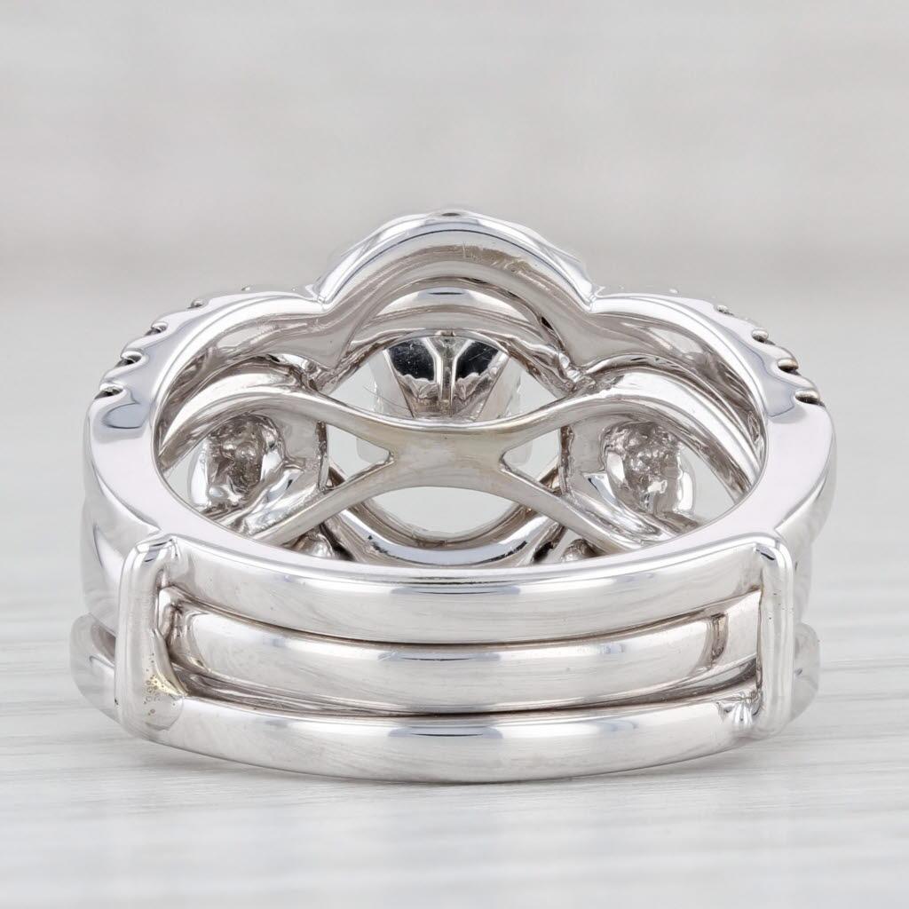 Women's 1.60ctw Princess Square Diamond Engagement Ring Wedding Band Jacket 14k Gold For Sale
