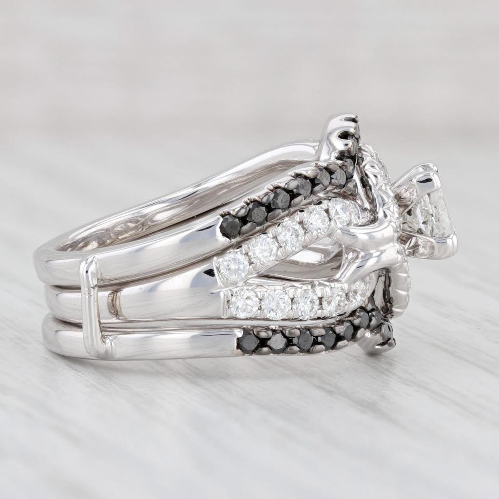 1.60ctw Princess Square Diamond Engagement Ring Wedding Band Jacket 14k Gold For Sale 1