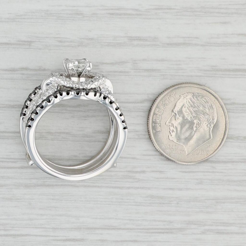 1.60ctw Princess Square Diamond Engagement Ring Wedding Band Jacket 14k Gold For Sale 3