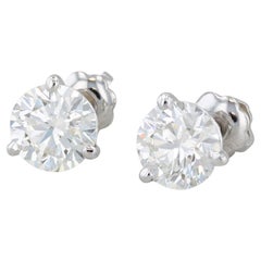 1.60ctw VS2 Round Diamond Solitaire Stud Earrings 14k White Gold GIA