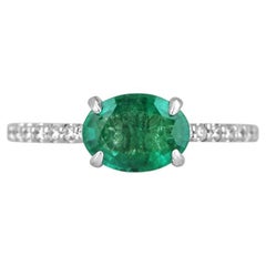 Anello da 1,60tcw 14K con smeraldo ovale e diamante Greene & Greene & Greene, copertura completa del dito