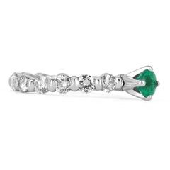 1.60tcw 14K Natural Emerald-Round Cut & Diamond Accent Engagement Ring