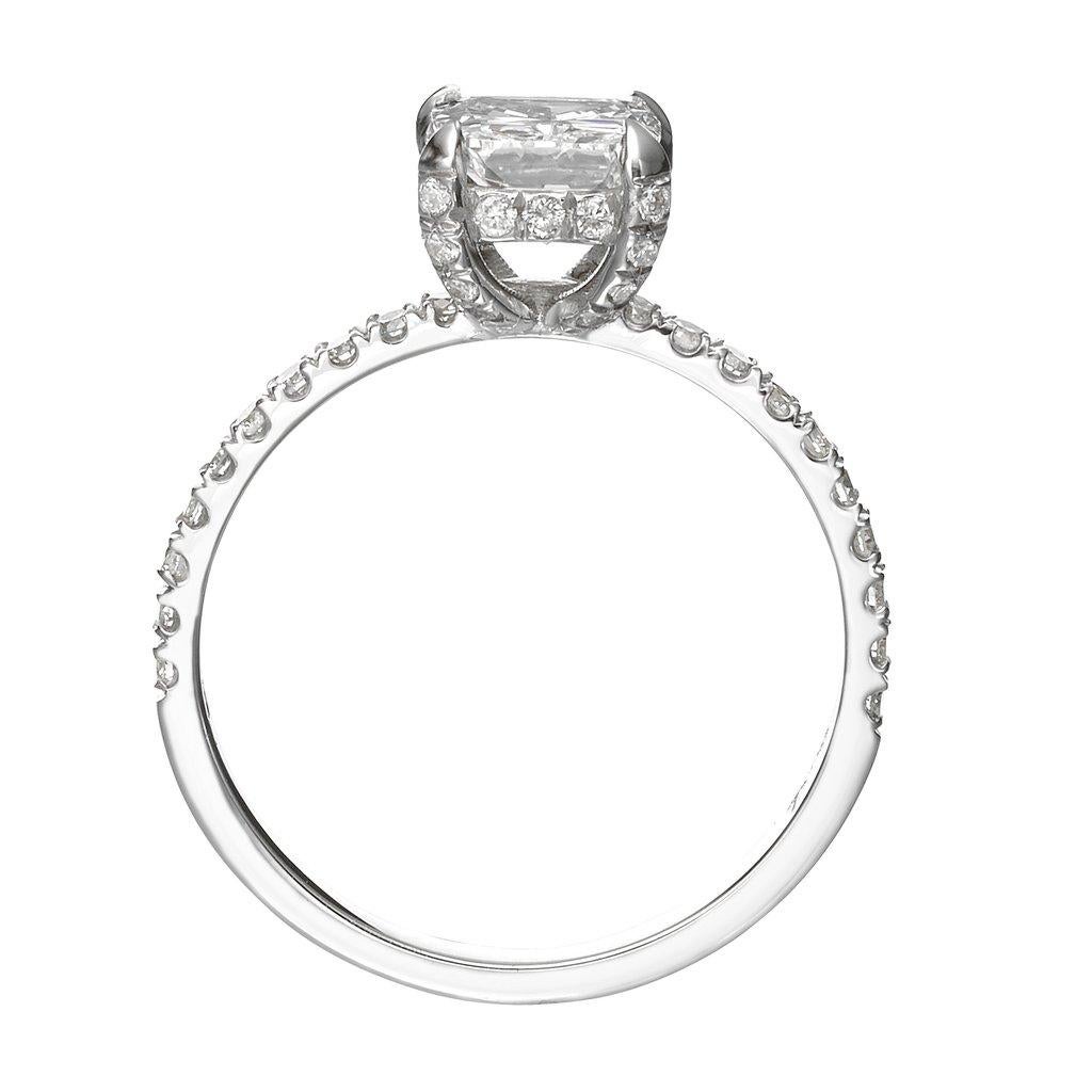 1.55 Carat Cushion Cut Diamond Engagement Ring on 14 Karat White Gold In New Condition For Sale In New York, NY