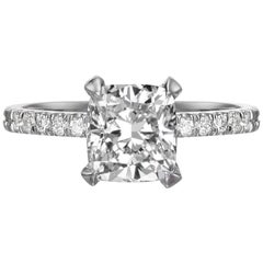 1.55 Carat Cushion Cut Diamond Engagement Ring on 14 Karat White Gold