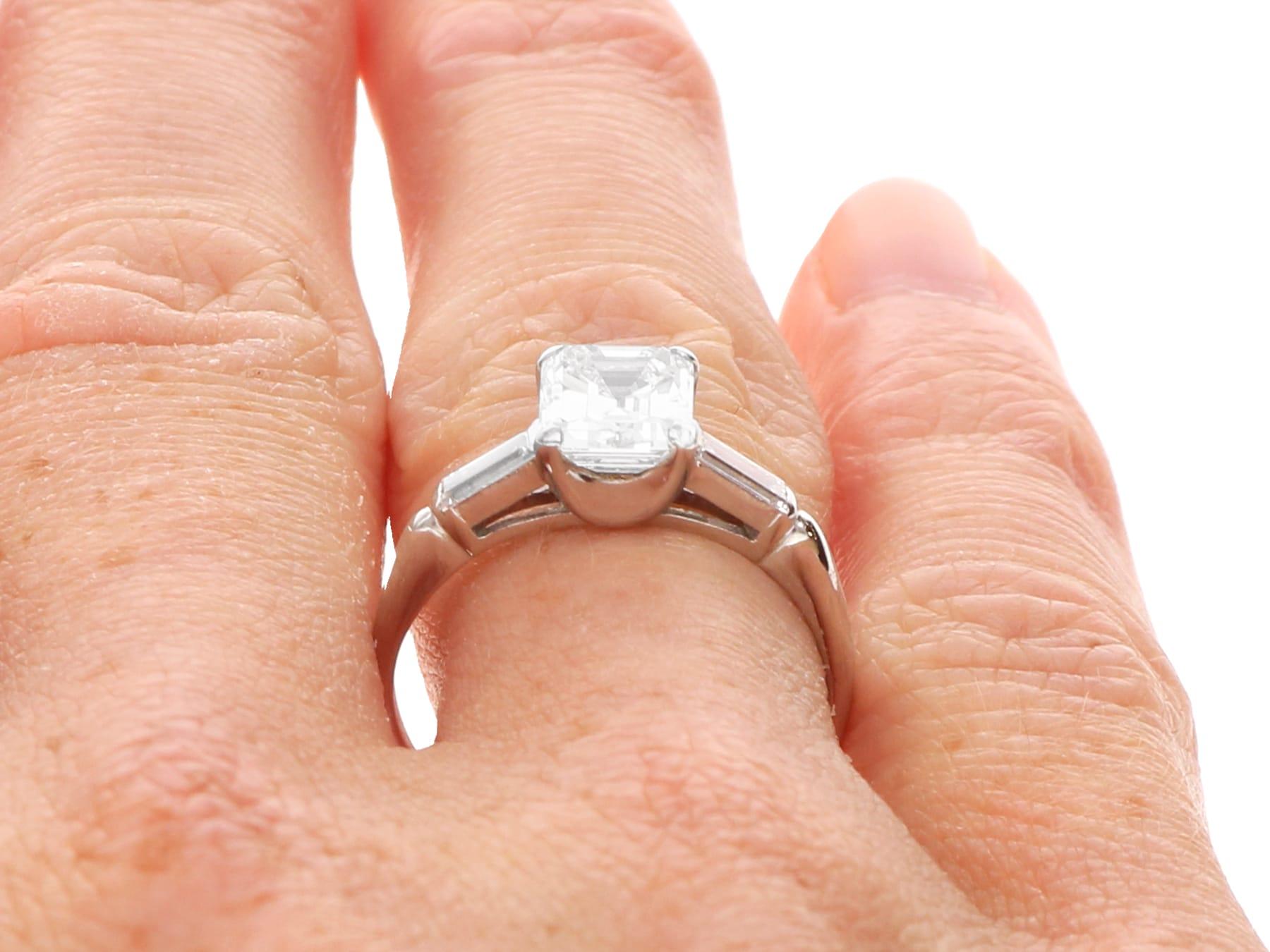 1.61 Carat Diamond and Platinum Solitaire Ring - Vintage Circa 1945 For Sale 5
