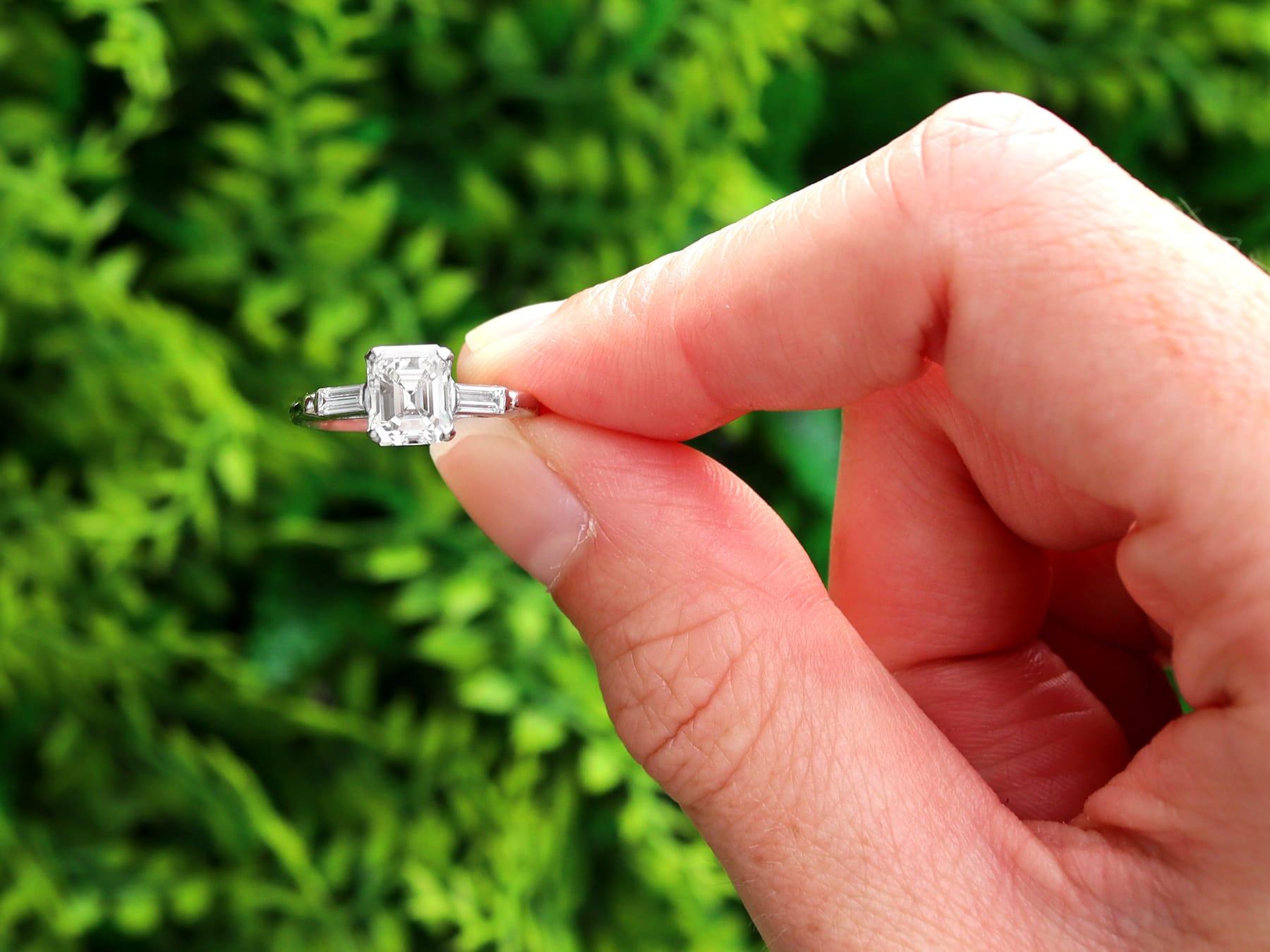 A stunning, fine and impressive vintage 1.61 carat diamond solitaire ring in platinum; part of our collection of vintage engagement rings. 

This stunning, fine and impressive vintage diamond solitaire ring has been crafted in platinum.

The pierced