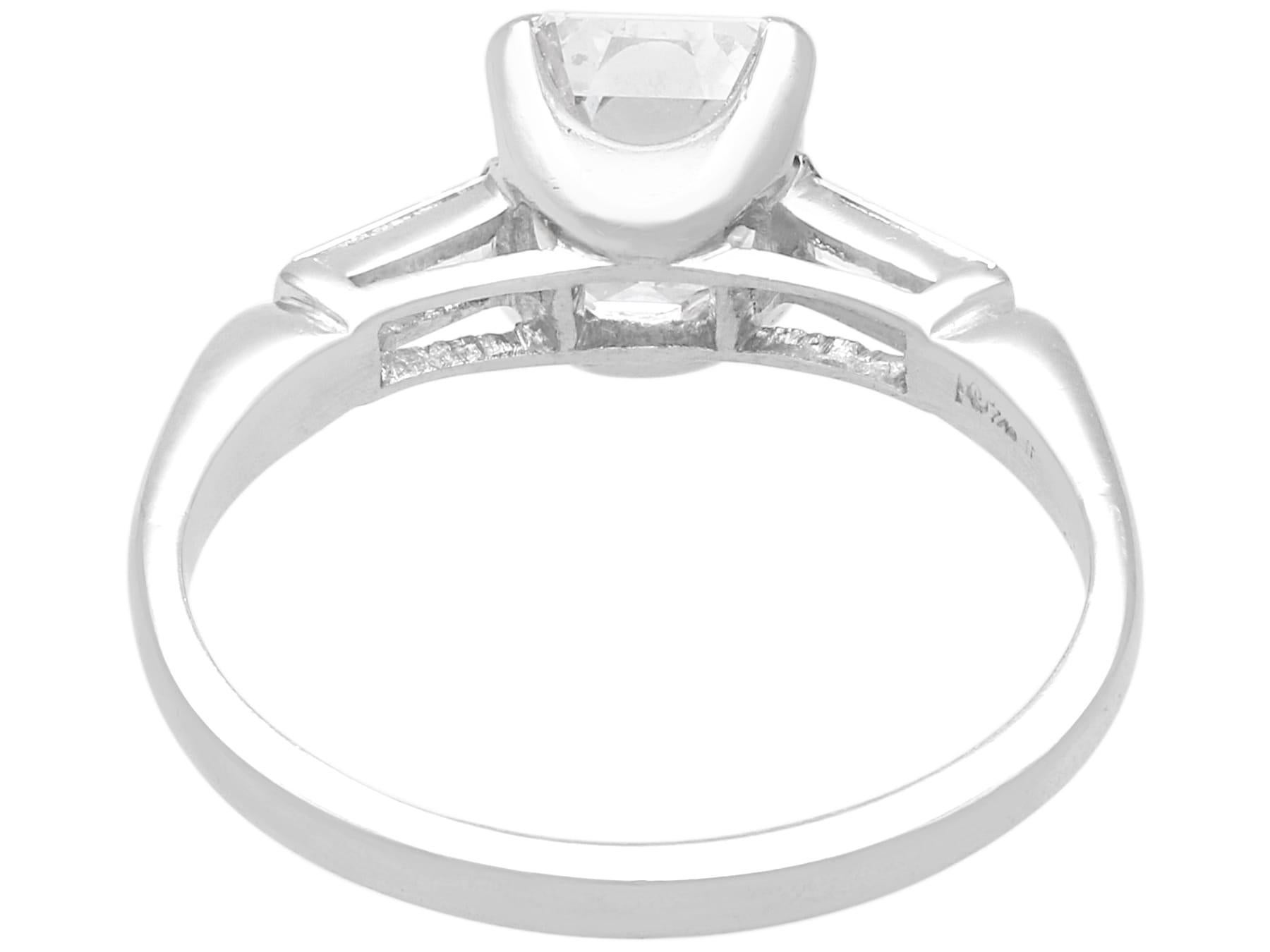 1.61 Carat Diamond and Platinum Solitaire Ring - Vintage Circa 1945 For Sale 1