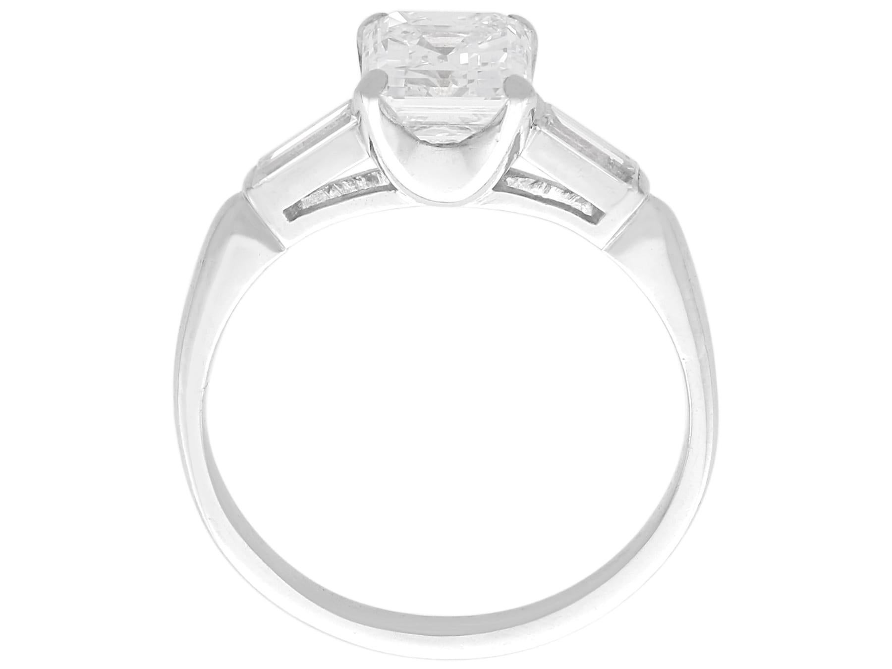 1.61 Carat Diamond and Platinum Solitaire Ring - Vintage Circa 1945 For Sale 2