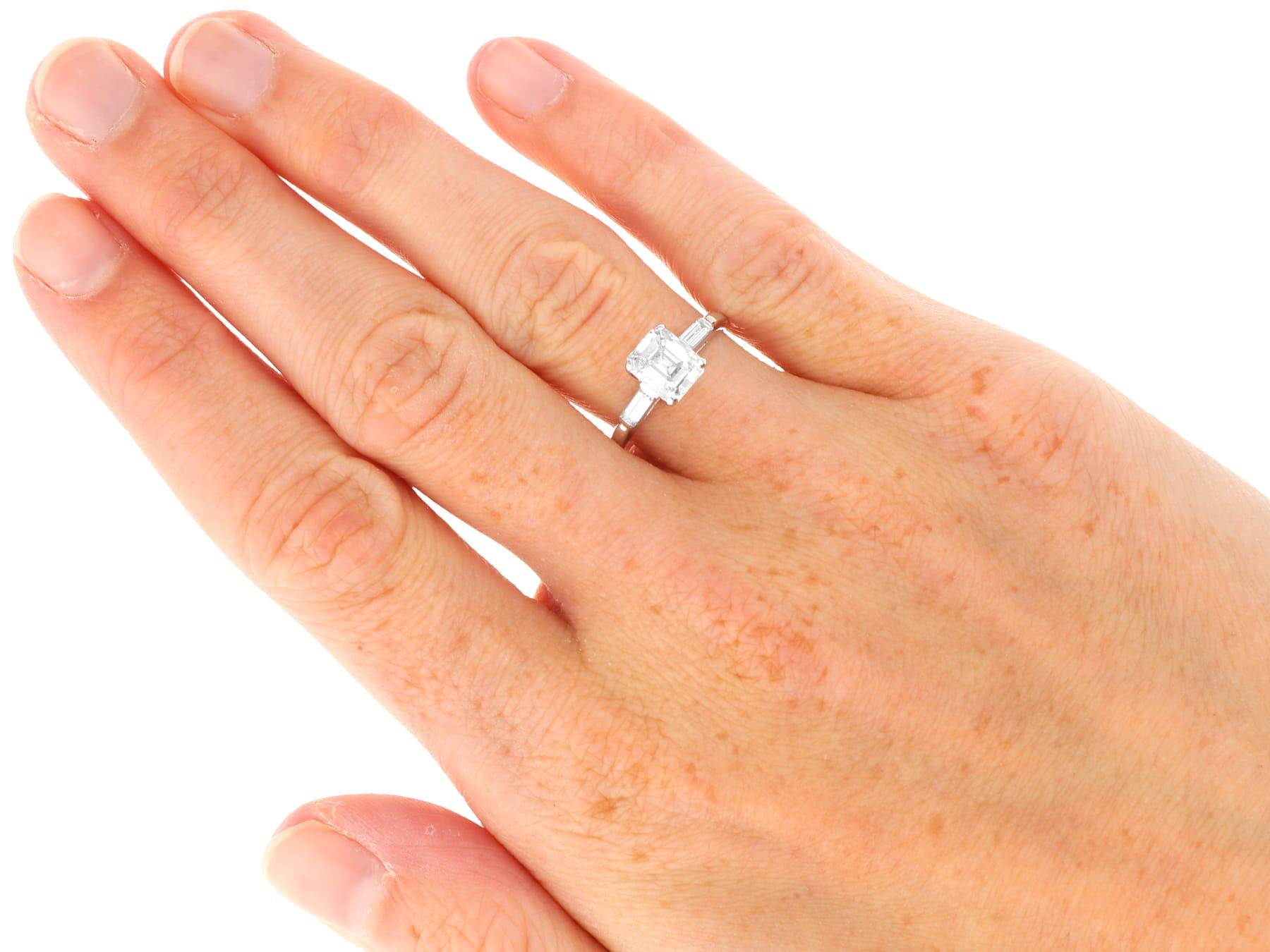 1.61 Carat Diamond and Platinum Solitaire Ring - Vintage Circa 1945 For Sale 3