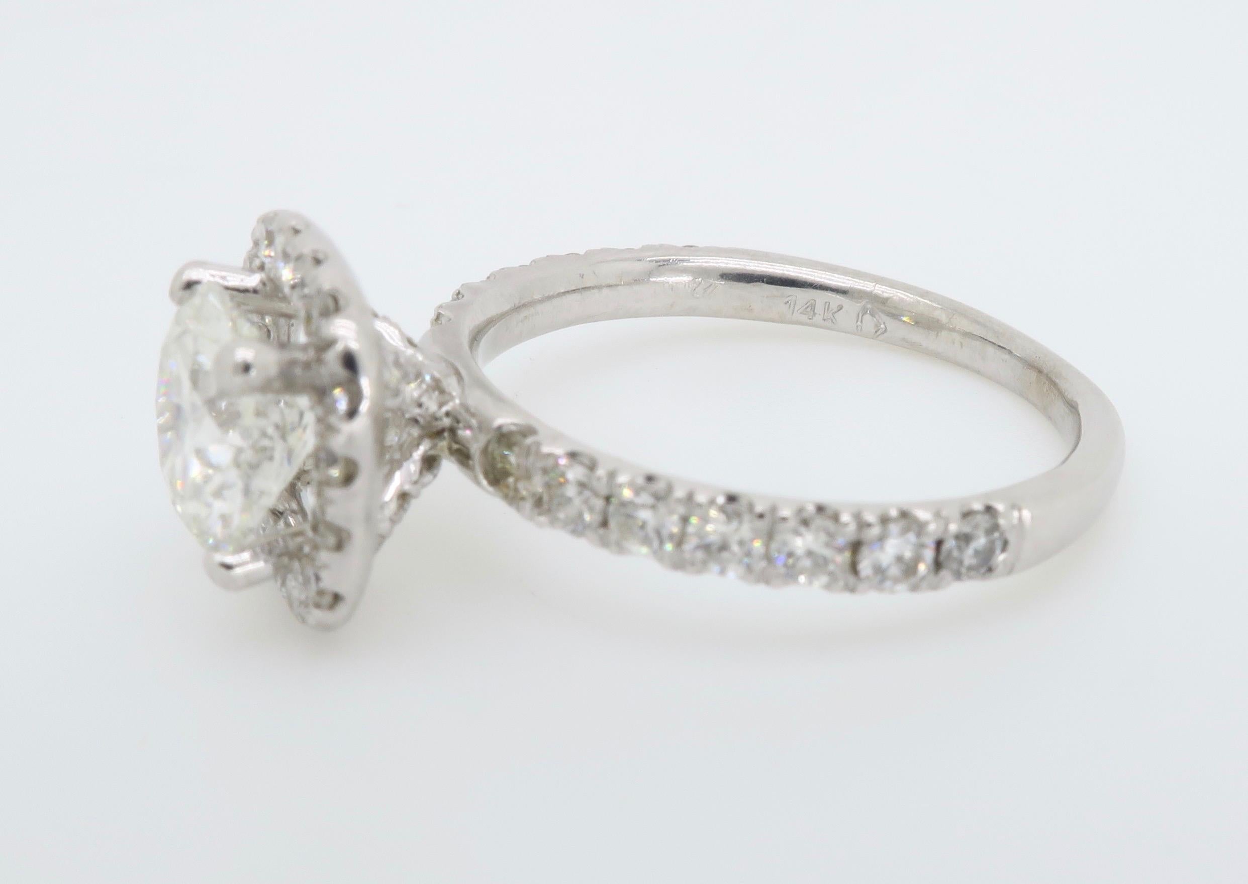 1.61 Carat Diamond Halo Engagement Ring For Sale 7