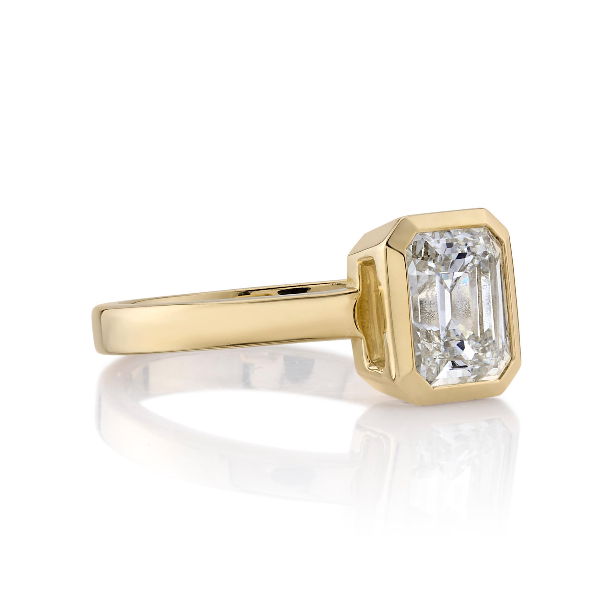 1.61ctw J/SI1 GIA certified Emerald cut diamond set in a handcrafted 18K yellow gold mounting.

Ring is currently size 6. Please contact us about potential re-sizing.

Our jewelry is made locally in Los Angeles and most pieces are made to order. For