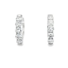 Diamond Hoop Earrings 1.61ct Round Brilliant in 18k White Gold