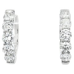 Diamond Hoop Earrings 1.61ct Round Brilliant in 18k White Gold