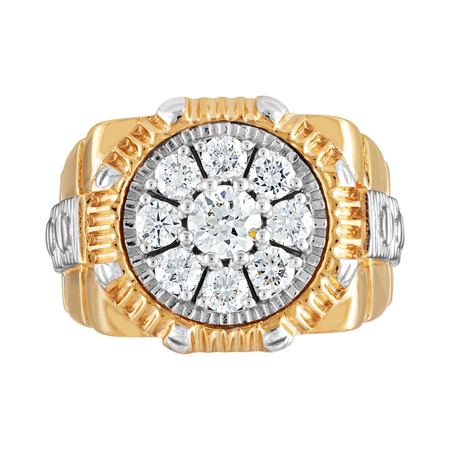 1.63 Karat Herren Diamant-Gold-Ring im "Rolex"-Stil