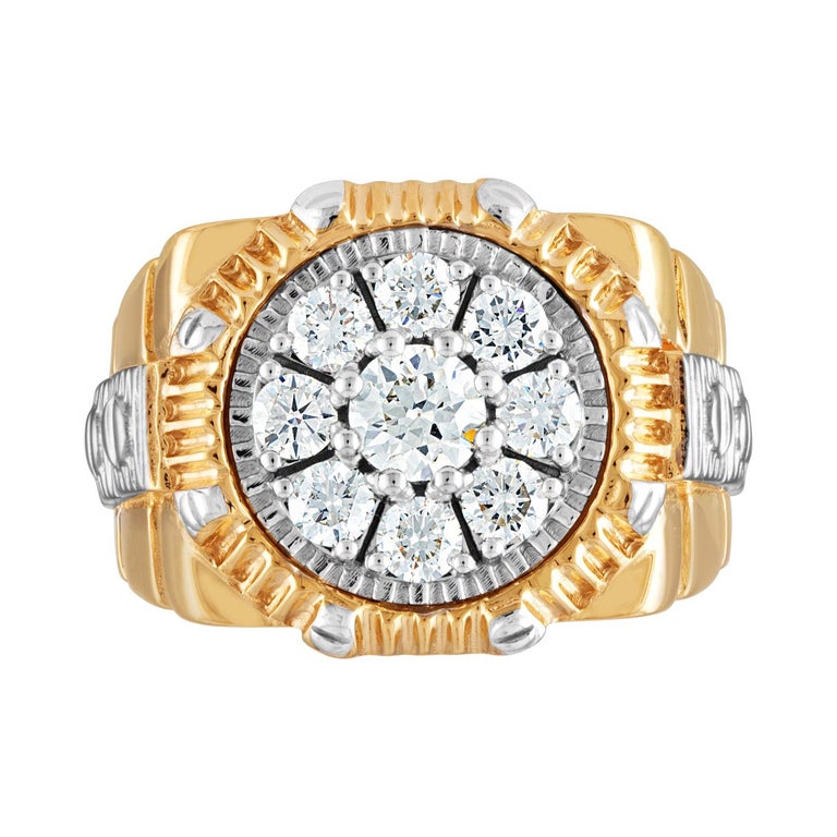 1.63 Carat Men&#39;s Diamond Gold &quot;Rolex&quot; Style Ring For Sale at 1stdibs