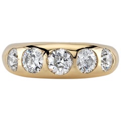 1.61 Carat Old Mine Cut Diamonds Set in an 18 Karat Yellow Gold Band