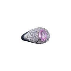 1.61 Carat Pink Sapphire and Diamond 18k White Gold Dome Ring