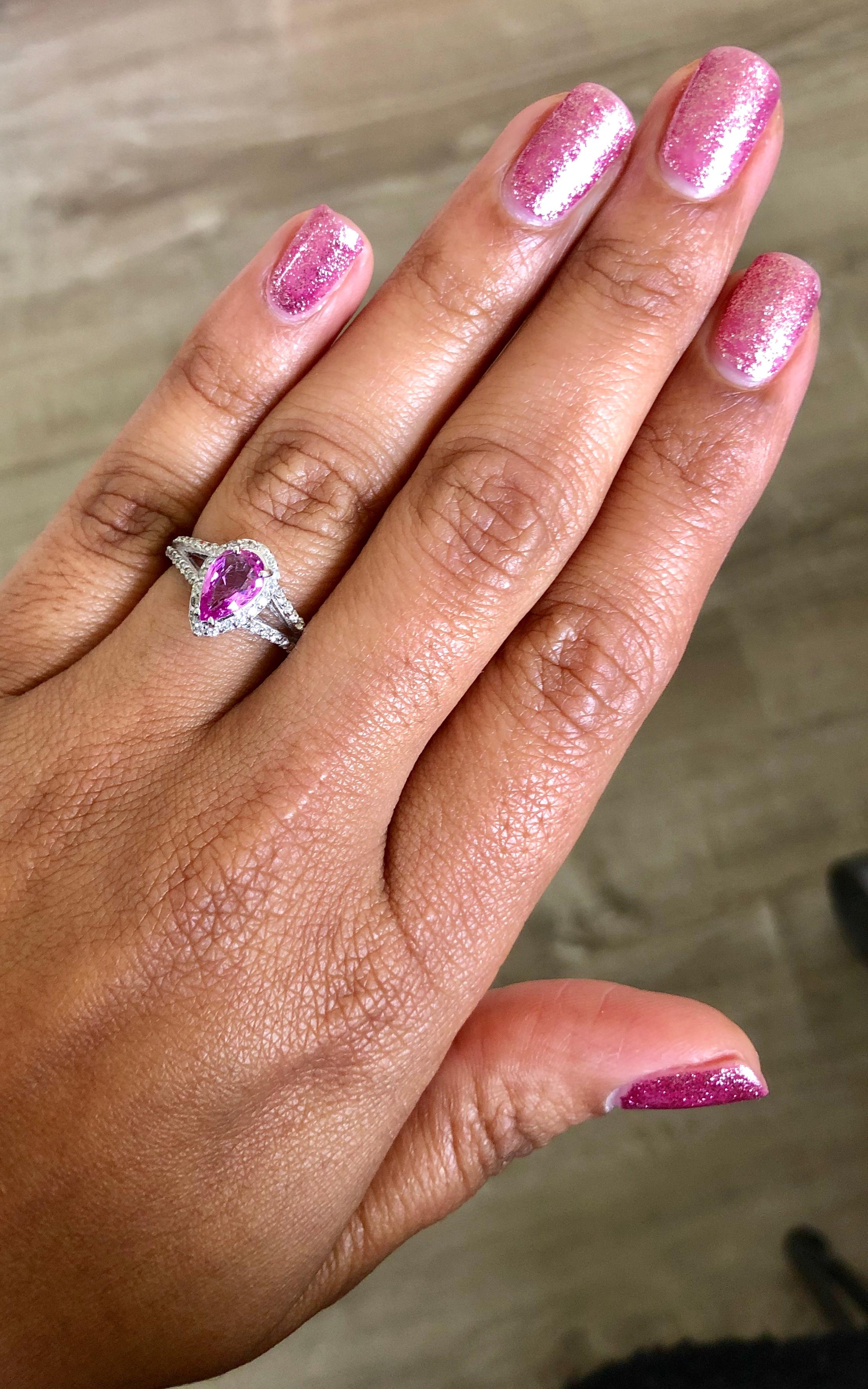 1.61 Carat Pink Sapphire Diamond Ring In New Condition In Los Angeles, CA