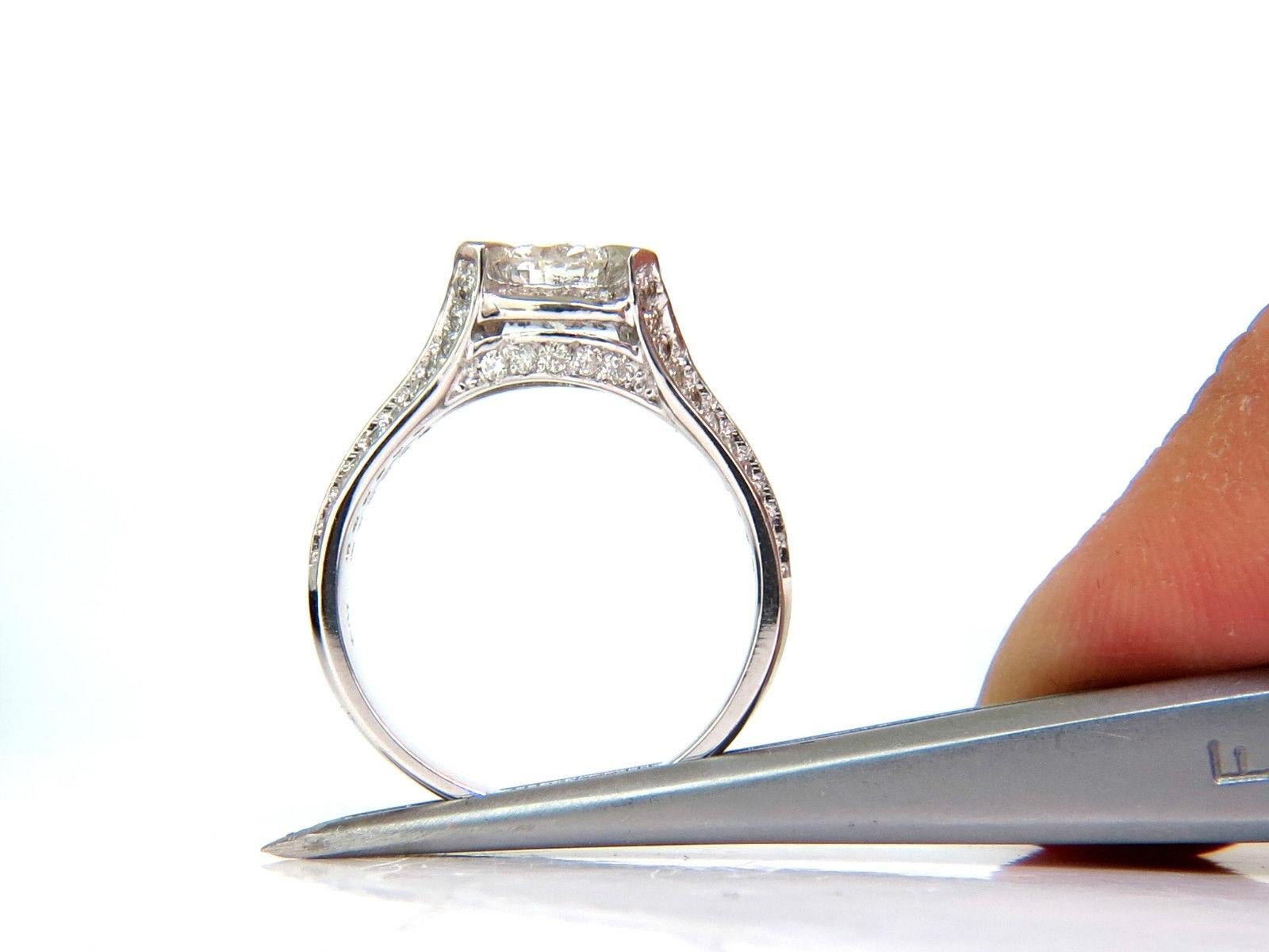 1.61 Carat Round Brilliant Diamond Raised Crown Ring For Sale 3