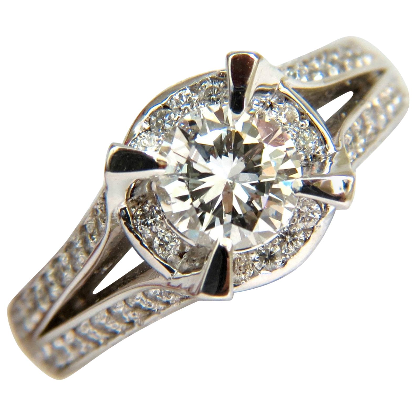 1.61 Carat Round Brilliant Diamond Raised Crown Ring For Sale