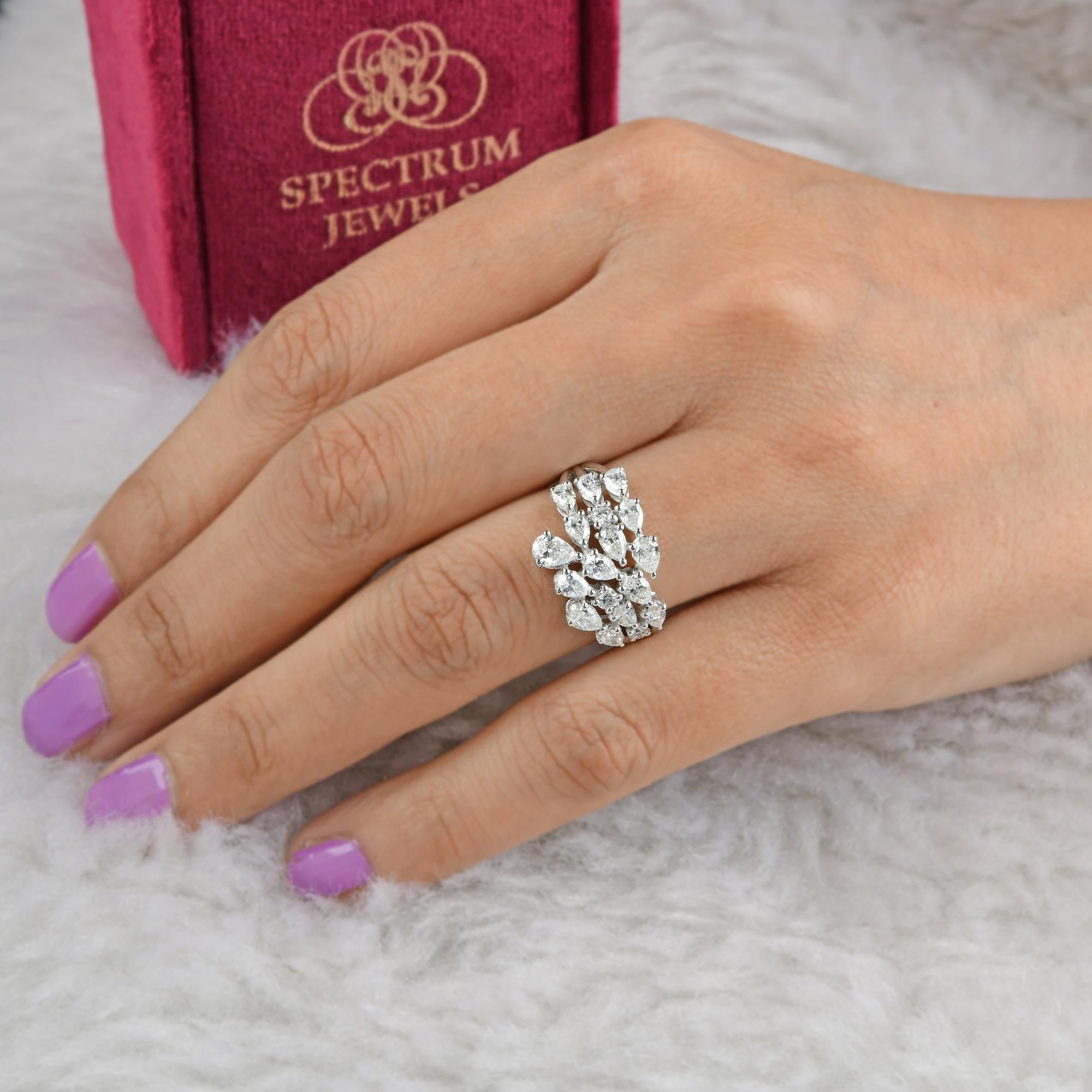 Pear Cut 1.61 Carat SI Clarity HI Color Pear Diamond Ring 18 Karat White Gold Jewelry For Sale