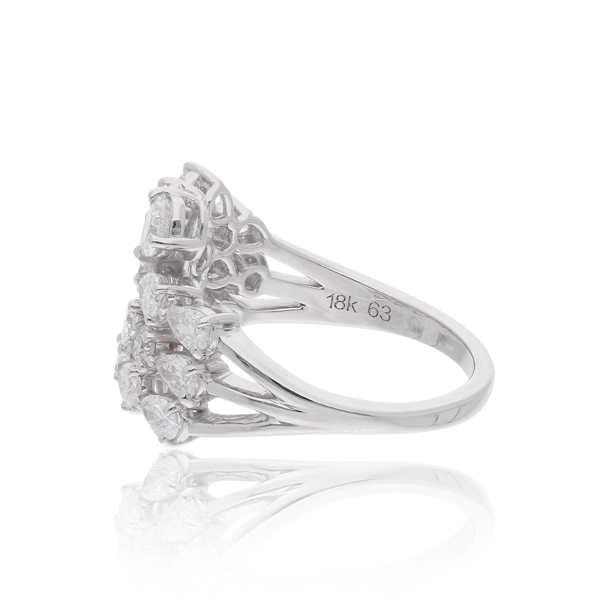 1.61 Carat SI Clarity HI Color Pear Diamond Ring 18 Karat White Gold Jewelry In New Condition For Sale In Diera, Dubai