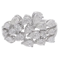 Bague en or blanc 18 carats avec diamant poire de 1,61 carat de pureté SI de couleur hi-colore
