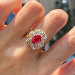 1.61 Carat Unheated “Jedi” Spinel Diamond Ring, 0.75 TCW Diamonds