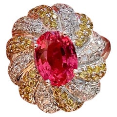 1.61 Carat Unheated “Jedi” Spinel Diamond Ring, 0.75 TCW Diamonds