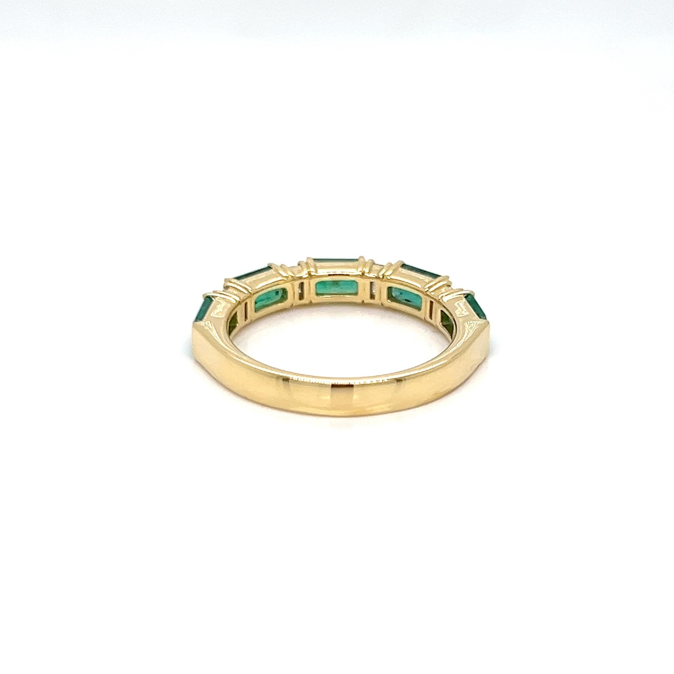 Modern 1.61 Carats Emerald Baguette Diamond Half Eternity Ring For Sale
