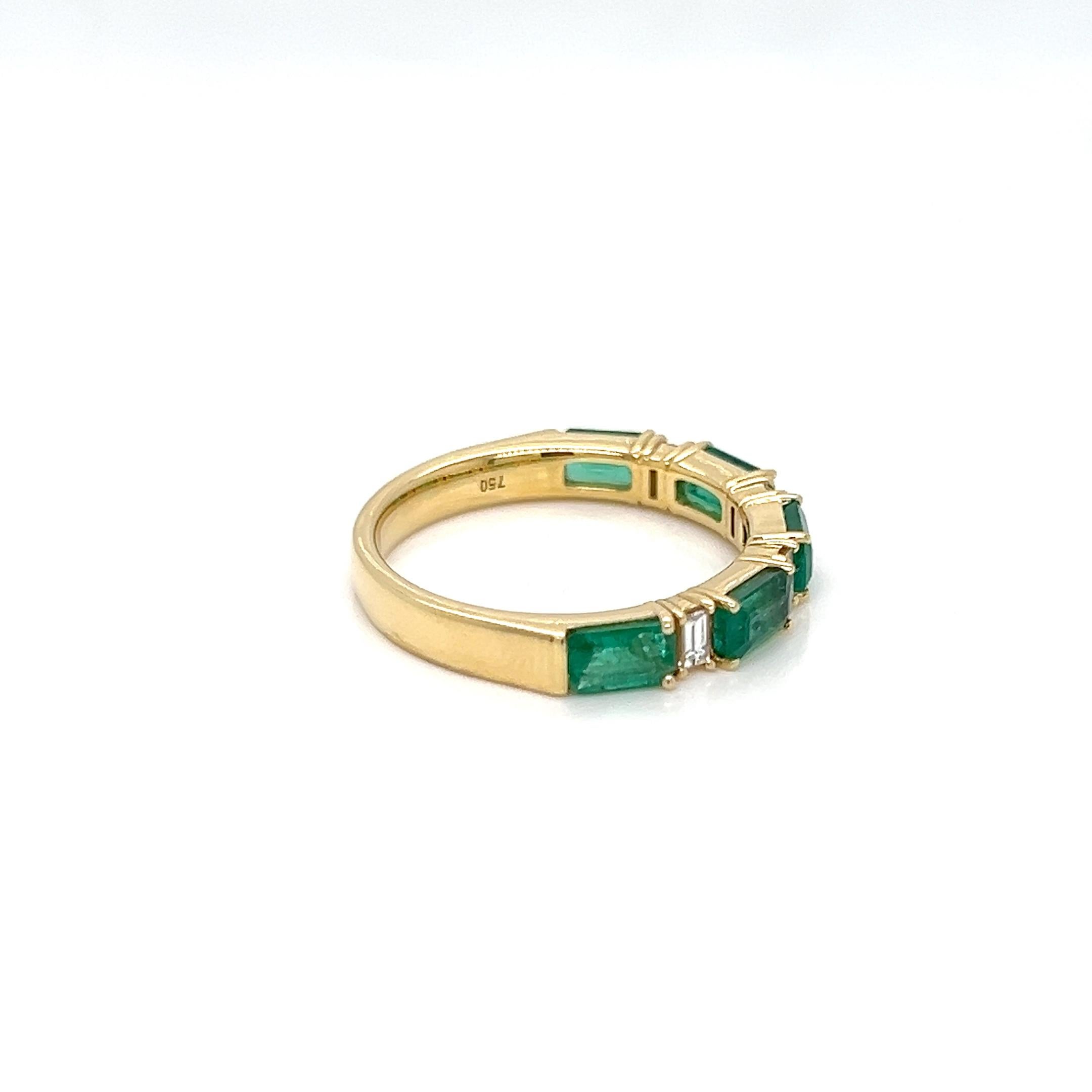 Baguette Cut 1.61 Carats Emerald Baguette Diamond Half Eternity Ring For Sale