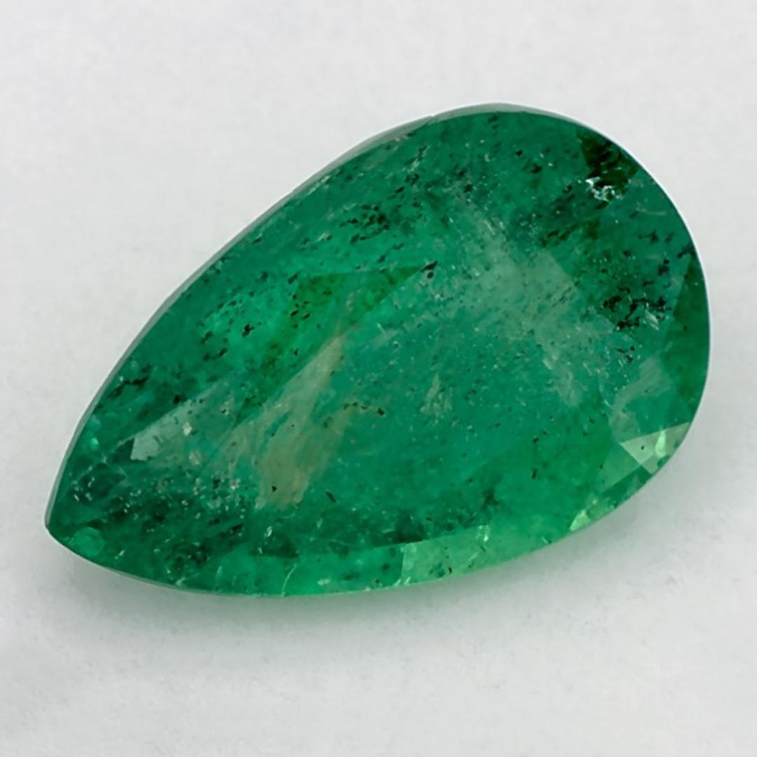Pear Cut 1.61 Ct Emerald Pear Loose Gemstone For Sale