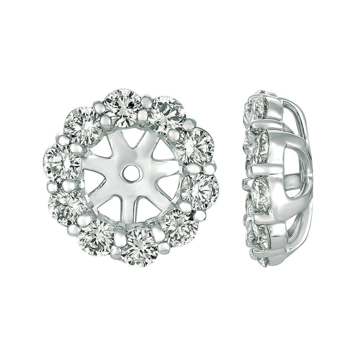 1.61 CT natürliche Diamant-Jacket-Ohrringe 14k Weißgold Center ist für 8MM im Angebot