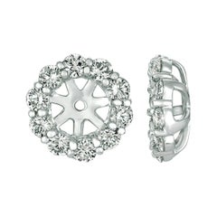 Boucles d'oreilles veste en or blanc 14 carats avec diamants naturels 1,61 carat au centre, pour 8 mm