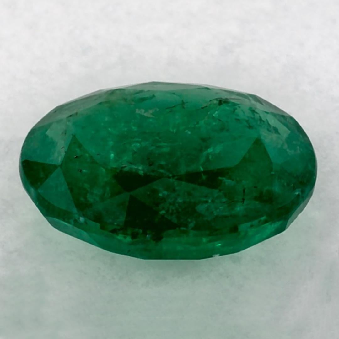 1.61 Carat Natural Emerald Oval Loose Gemstone In New Condition In Fort Lee, NJ