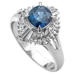 1.61 Ct Natural Sapphire and 0.38 Ct Natural Diamonds Ring
