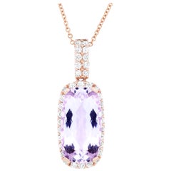 16.10 Carat Cushion Cut Kunzite and 1.40 Carat White Diamond Pendant