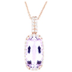 16.10 Carat Cushion Cut Kunzite and 1.40 Carat White Diamond Pendant